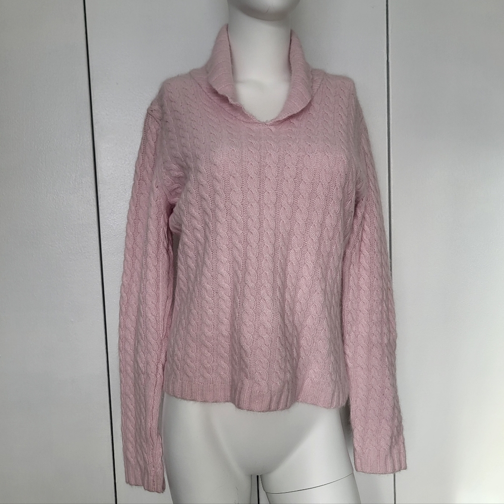 Deane & White Light Pink Wool Angora Barbie Core Feminine Classic  Knit Sweater